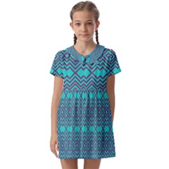 Chevron Zigzag Pattern Kids  Asymmetric Collar Dress by Jancukart