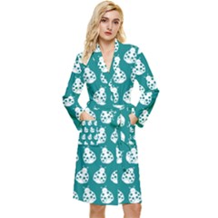 Ladybug Vector Geometric Tile Pattern Long Sleeve Velvet Robe