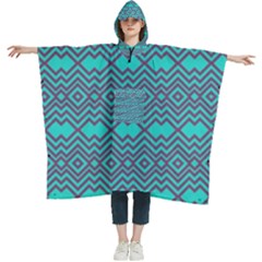 Chevron Zigzag Pattern Women s Hooded Rain Ponchos