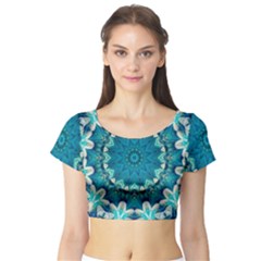 Kaleidoscope Mandala Ornament Short Sleeve Crop Top