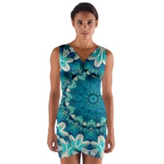 Kaleidoscope Mandala Ornament Wrap Front Bodycon Dress