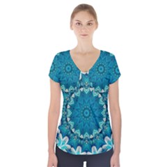 Kaleidoscope Mandala Ornament Short Sleeve Front Detail Top