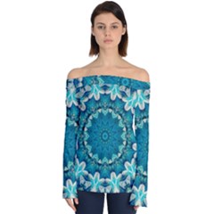 Kaleidoscope Mandala Ornament Off Shoulder Long Sleeve Top