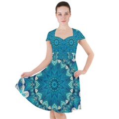 Kaleidoscope Mandala Ornament Cap Sleeve Midi Dress