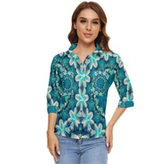 Kaleidoscope Mandala Ornament Women s Quarter Sleeve Pocket Shirt