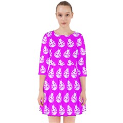 Ladybug Vector Geometric Tile Pattern Smock Dress by GardenOfOphir