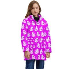 Ladybug Vector Geometric Tile Pattern Kid s Hooded Longline Puffer Jacket by GardenOfOphir