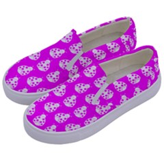 Ladybug Vector Geometric Tile Pattern Kids  Canvas Slip Ons by GardenOfOphir