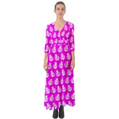 Ladybug Vector Geometric Tile Pattern Button Up Boho Maxi Dress