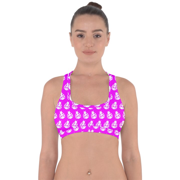 Ladybug Vector Geometric Tile Pattern Cross Back Hipster Bikini Top 