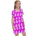 Ladybug Vector Geometric Tile Pattern Kids  Short Sleeve Tiered Mini Dress View3