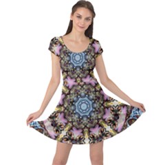 Abstract Kaleidoscope Digital Cap Sleeve Dress