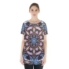 Abstract Kaleidoscope Digital Skirt Hem Sports Top