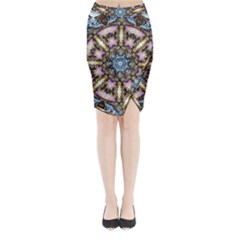 Abstract Kaleidoscope Digital Midi Wrap Pencil Skirt