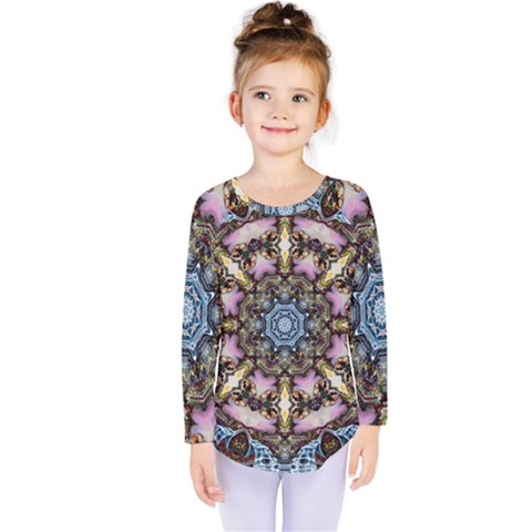 Abstract Kaleidoscope Digital Kids  Long Sleeve Tee by Jancukart