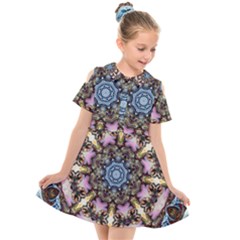 Abstract Kaleidoscope Digital Kids  Short Sleeve Shirt Dress