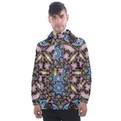 Abstract Kaleidoscope Digital Men s Front Pocket Pullover Windbreaker by Jancukart