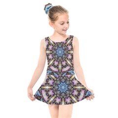 Abstract Kaleidoscope Digital Kids  Skater Dress Swimsuit