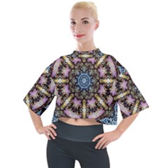 Abstract Kaleidoscope Digital Mock Neck Tee