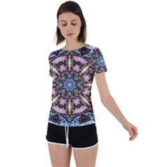 Abstract Kaleidoscope Digital Back Circle Cutout Sports Tee