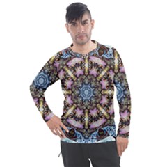 Abstract Kaleidoscope Digital Men s Pique Long Sleeve Tee