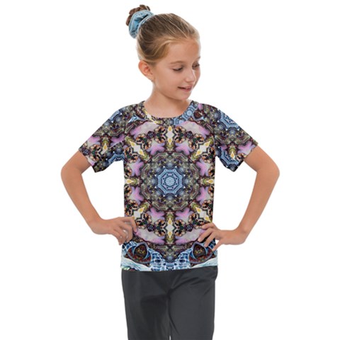 Abstract Kaleidoscope Digital Kids  Mesh Piece Tee by Jancukart