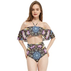 Abstract Kaleidoscope Digital Halter Flowy Bikini Set 