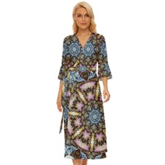 Abstract Kaleidoscope Digital Midsummer Wrap Dress