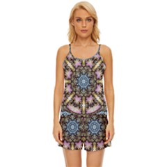 Abstract Kaleidoscope Digital Satin Pajama Short Set