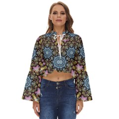 Abstract Kaleidoscope Digital Boho Long Bell Sleeve Top