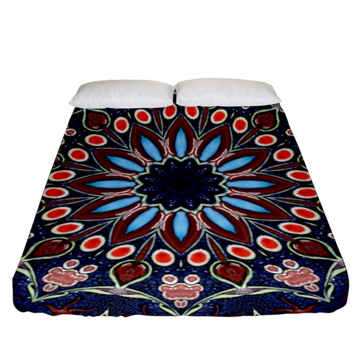 Abstract Kaleidoscope Digital Fitted Sheet (California King Size)