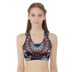 Abstract Kaleidoscope Digital Sports Bra With Border