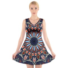 Abstract Kaleidoscope Digital V-neck Sleeveless Dress