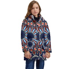 Abstract Kaleidoscope Digital Kid s Hooded Longline Puffer Jacket by Jancukart