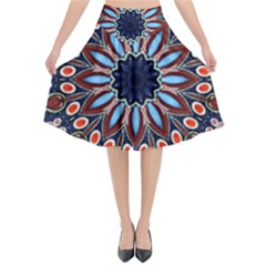 Abstract Kaleidoscope Digital Flared Midi Skirt by Jancukart