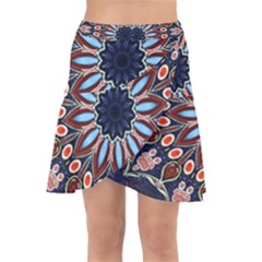 Abstract Kaleidoscope Digital Wrap Front Skirt by Jancukart