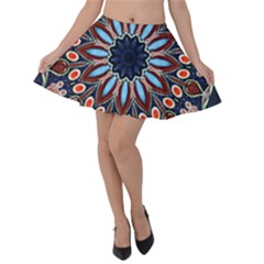 Abstract Kaleidoscope Digital Velvet Skater Skirt