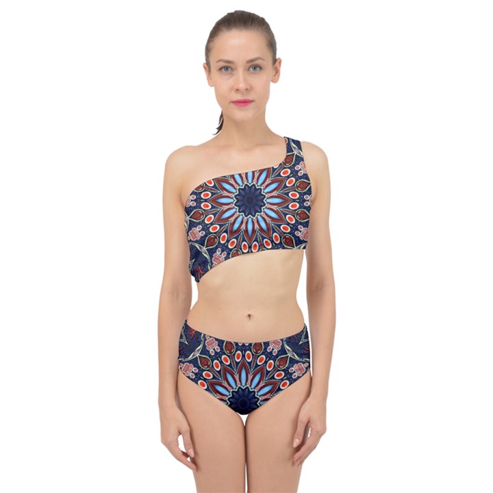 Abstract Kaleidoscope Digital Spliced Up Two Piece Swimsuit