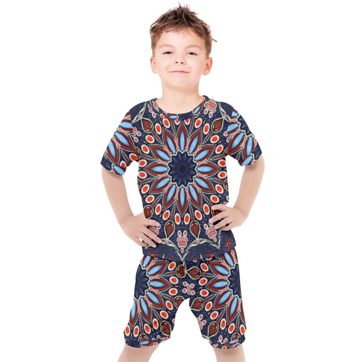 Abstract Kaleidoscope Digital Kids  Tee and Shorts Set