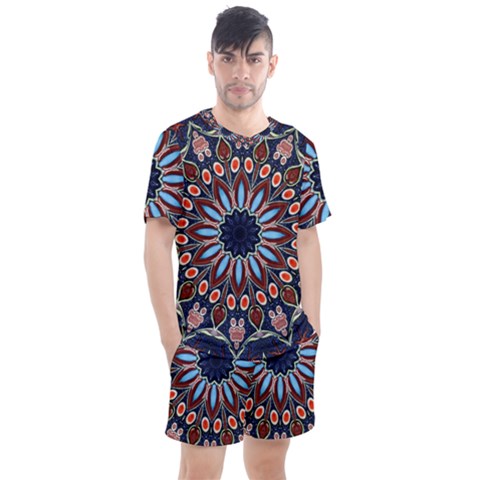 Abstract Kaleidoscope Digital Men s Mesh Tee And Shorts Set by Jancukart