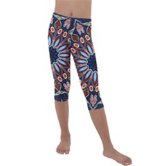 Abstract Kaleidoscope Digital Kids  Lightweight Velour Capri Leggings 