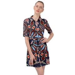 Abstract Kaleidoscope Digital Belted Shirt Dress