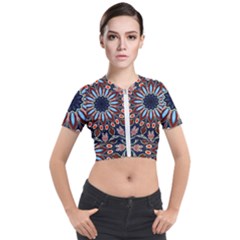 Abstract Kaleidoscope Digital Short Sleeve Cropped Jacket by Jancukart