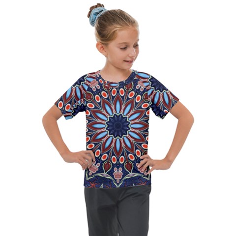 Abstract Kaleidoscope Digital Kids  Mesh Piece Tee by Jancukart