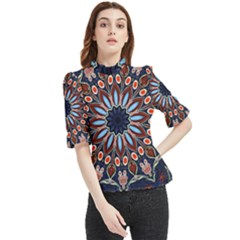 Abstract Kaleidoscope Digital Frill Neck Blouse