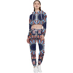 Abstract Kaleidoscope Digital Cropped Zip Up Lounge Set