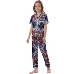 Abstract Kaleidoscope Digital Kids  Satin Short Sleeve Pajamas Set by Jancukart