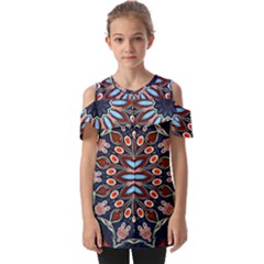 Abstract Kaleidoscope Digital Fold Over Open Sleeve Top by Jancukart