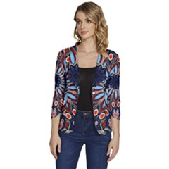 Abstract Kaleidoscope Digital Women s One-button 3/4 Sleeve Short Jacket