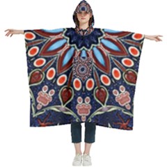 Abstract Kaleidoscope Digital Women s Hooded Rain Ponchos